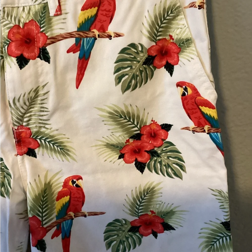 Forever 21 Tropical Parrot and Hibiscus Print Shorts